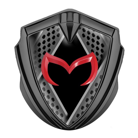 Mazda Emblem Metal Badge Graphite Steel Ornaments Red Logo