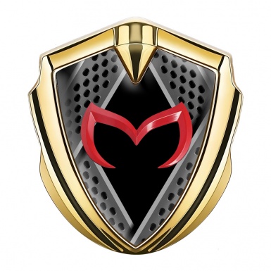Mazda Emblem Metal Badge Gold Steel Ornaments Red Logo