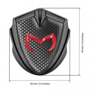 Mazda Emblem Badge Self Adhesive Graphite Metal Grate Red Logo