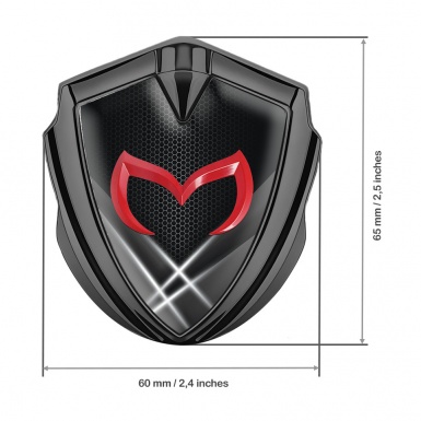 Mazda Badge Self Adhesive Graphite Dark Hexagon Pattern Red Logo