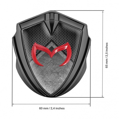 Mazda Metal Emblem Self Adhesive Graphite Stone Pattern Crimson Logo