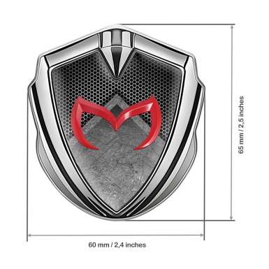 Mazda Metal Emblem Self Adhesive Silver Stone Pattern Crimson Logo