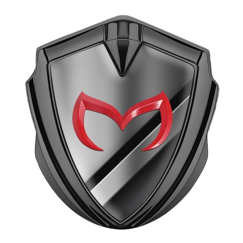 Mazda Emblem Trunk Badge Graphite Polished Panels Red Logo Design