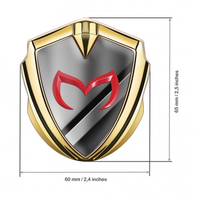 Mazda Emblem Trunk Badge Gold Polished Panels Red Logo Design