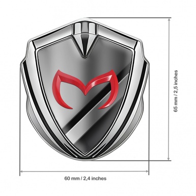 Mazda Emblem Trunk Badge Silver Polished Panels Red Logo Design
