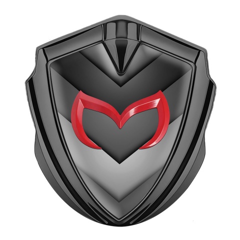 Mazda Metal Emblem Badge Graphite Greyscale Arrows Red Logo Design