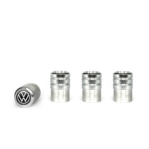VW Valve Caps Aluminium 4 pcs Black White Logo
