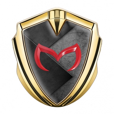 Mazda Bodyside Domed Emblem Gold Grey Brazed Surface Red Logo