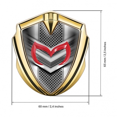 Mazda 3d Emblem Badge Gold Front Grill Effect Crimson Logo