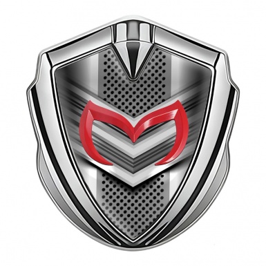 Mazda 3d Emblem Badge Silver Front Grill Effect Crimson Logo