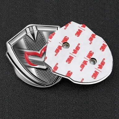 Mazda 3d Emblem Badge Silver Front Grill Effect Crimson Logo