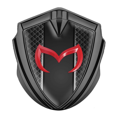 Mazda Emblem Badge Self Adhesive Graphite Black Squares Crimson Logo