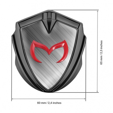 Mazda Emblem Badge Self Adhesive Graphite Brushed Aluminum Crimson Logo