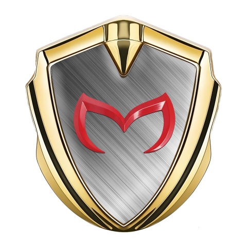 Mazda Emblem Badge Self Adhesive Gold Brushed Aluminum Crimson Logo