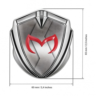 Mazda Silicon Emblem Badge Silver Cut Metal Crimson Logo