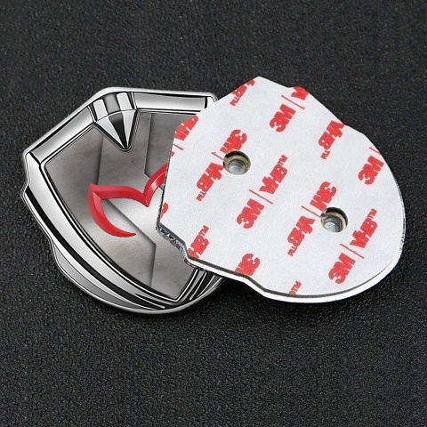 Mazda Silicon Emblem Badge Silver Cut Metal Crimson Logo