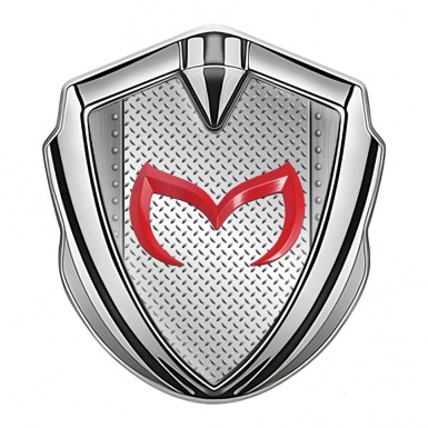 Mazda Emblem Silicon Badge Silver Treadplate Effect Crimson Logo Edition