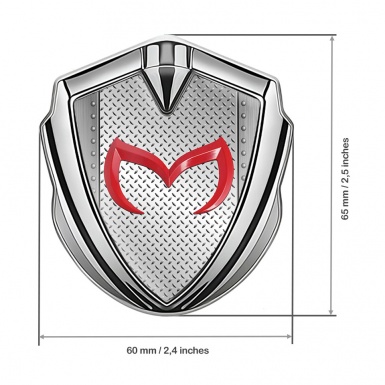 Mazda Emblem Silicon Badge Silver Treadplate Effect Crimson Logo Edition