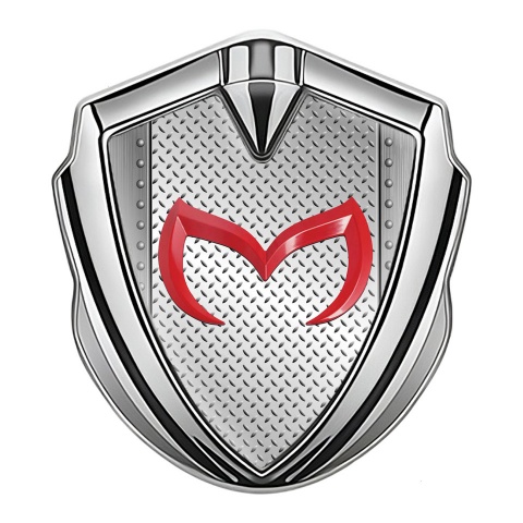 Mazda Emblem Silicon Badge Silver Treadplate Effect Crimson Logo Edition