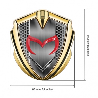 Mazda Metal Domed Emblem Gold Honeycomb Pattern Crimson Logo Edition