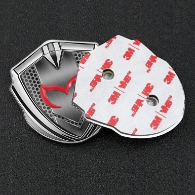 Mazda Metal Domed Emblem Silver Honeycomb Pattern Crimson Logo Edition