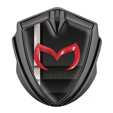 Mazda Badge Self Adhesive Graphite White Stripe Crimson Logo Edition