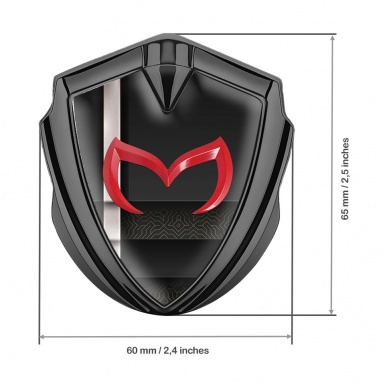 Mazda Badge Self Adhesive Graphite White Stripe Crimson Logo Edition