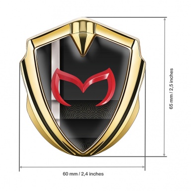Mazda Badge Self Adhesive Gold White Stripe Crimson Logo Edition
