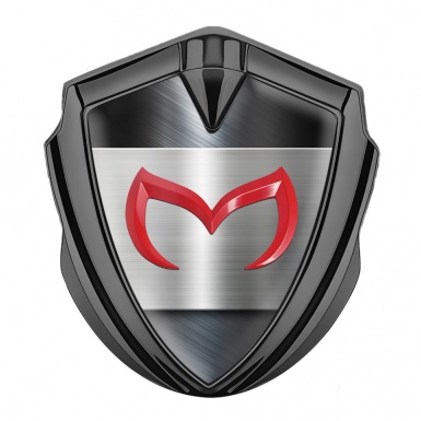 Mazda Emblem Fender Badge Graphite Polished Metal Crimson Logo