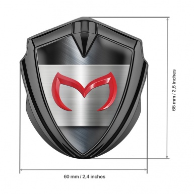 Mazda Emblem Fender Badge Graphite Polished Metal Crimson Logo
