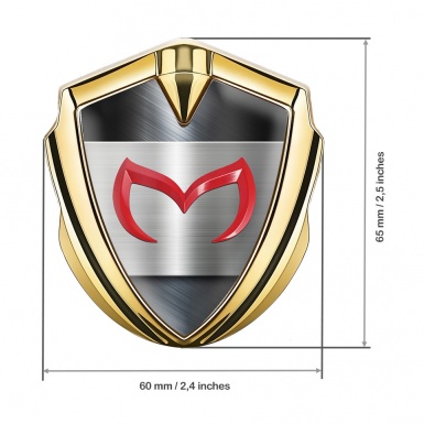 Mazda Emblem Fender Badge Gold Polished Metal Crimson Logo