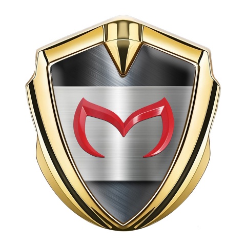 Mazda Emblem Fender Badge Gold Polished Metal Crimson Logo