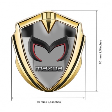 Mazda Metal Emblem Self Adhesive Gold Polished Steel Chrome Logo