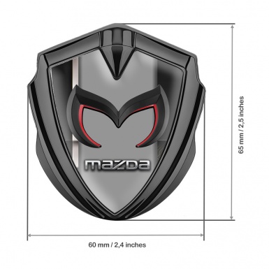 Mazda Fender Emblem Badge Graphite Grey Stripe Chrome Logo Design