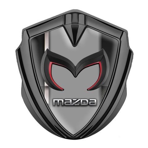 Mazda Fender Emblem Badge Graphite Grey Stripe Chrome Logo Design