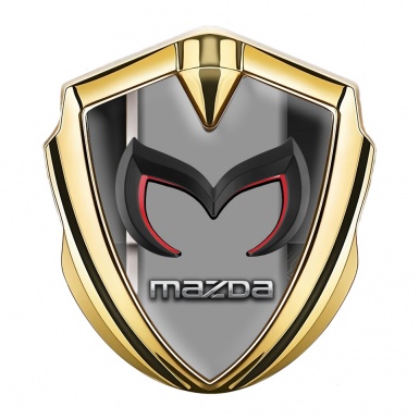 Mazda Fender Emblem Badge Gold Grey Stripe Chrome Logo Design