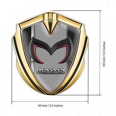 Mazda Fender Emblem Badge Gold Grey Stripe Chrome Logo Design