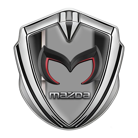Mazda Fender Emblem Badge Silver Grey Stripe Chrome Logo Design