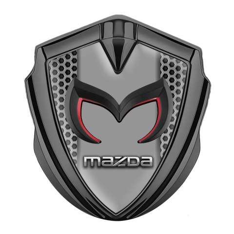 Mazda Emblem Trunk Badge Graphite Hex Frame Chrome Logo Design