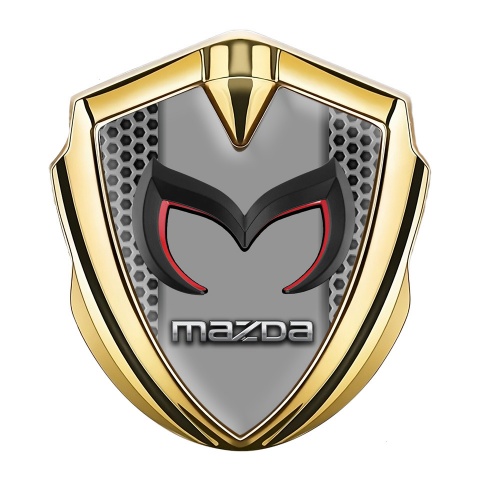 Mazda Emblem Trunk Badge Gold Hex Frame Chrome Logo Design