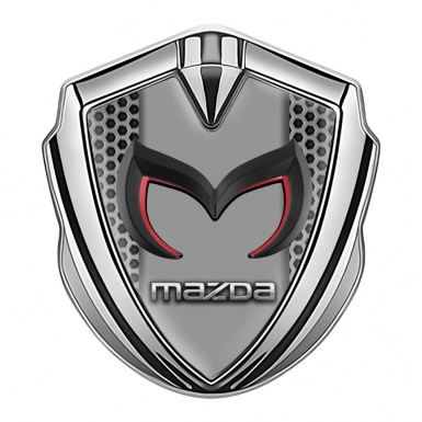 Mazda Emblem Trunk Badge Silver Hex Frame Chrome Logo Design