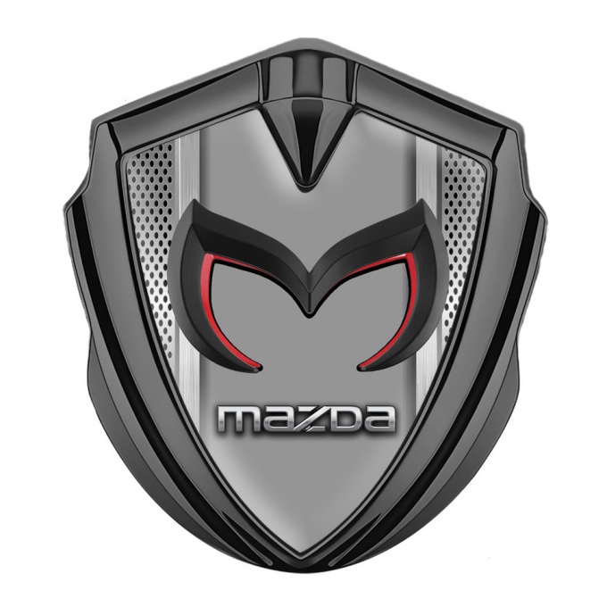 Mazda Emblem Self Adhesive Graphite Grate Frame Chrome Logo Design
