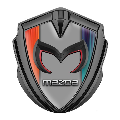 Mazda Domed Emblem Badge Graphite Color Frame Chrome Logo Edition