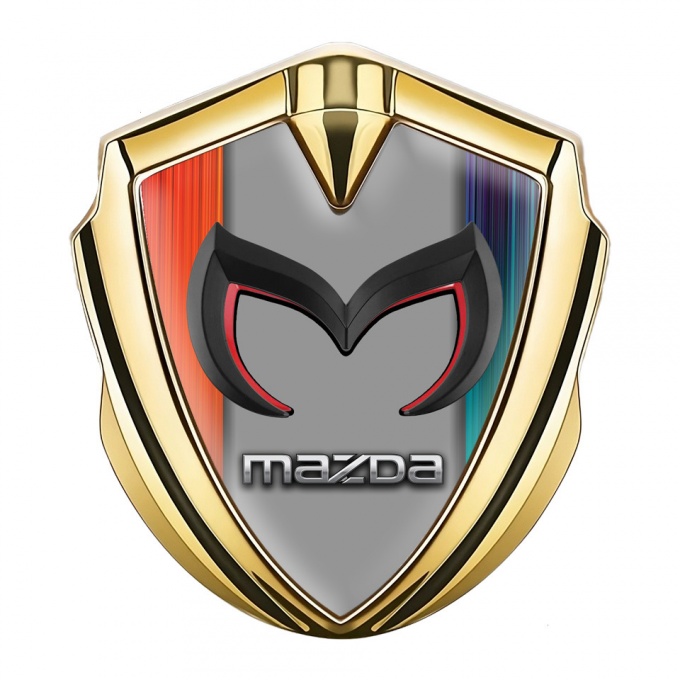 Mazda Domed Emblem Badge Gold Color Frame Chrome Logo Edition