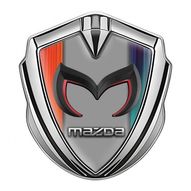 Mazda Domed Emblem Badge Silver Color Frame Chrome Logo Edition