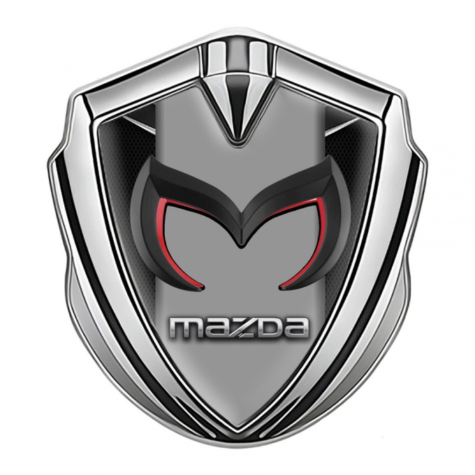 Mazda Emblem Ornament Badge Silver Dark Fishnet Chrome Logo Design