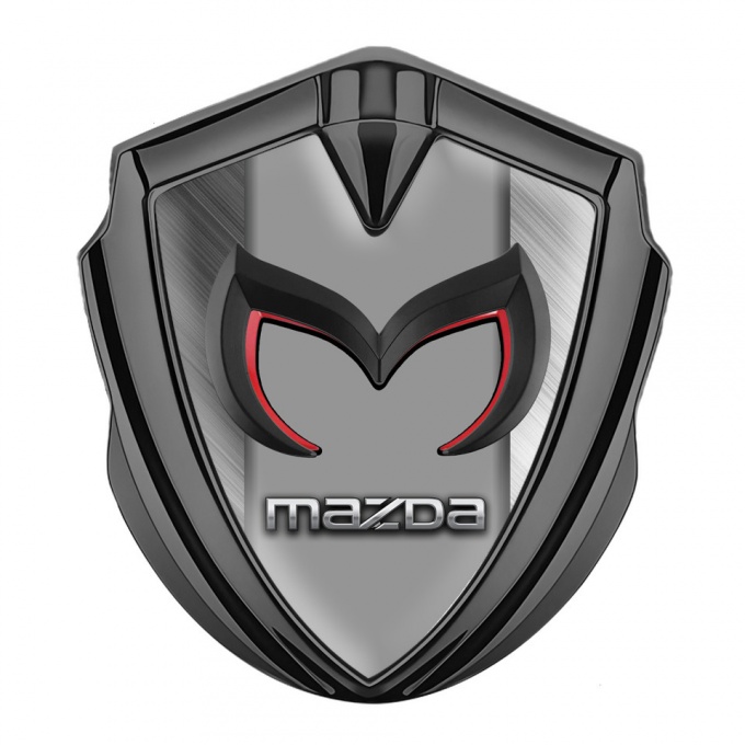 Mazda Bodyside Domed Emblem Graphite Brushed Frame Chrome Logo Design