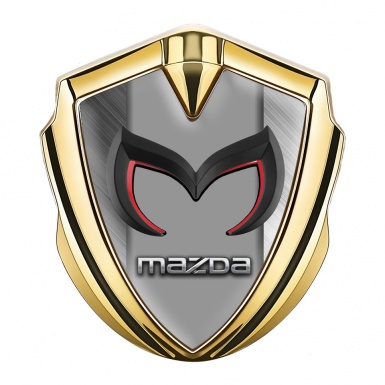 Mazda Bodyside Domed Emblem Gold Brushed Frame Chrome Logo Design