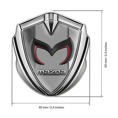 Mazda Bodyside Domed Emblem Silver Brushed Frame Chrome Logo Design