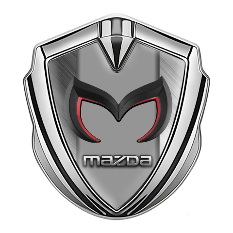 Mazda Bodyside Domed Emblem Silver Brushed Frame Chrome Logo Design